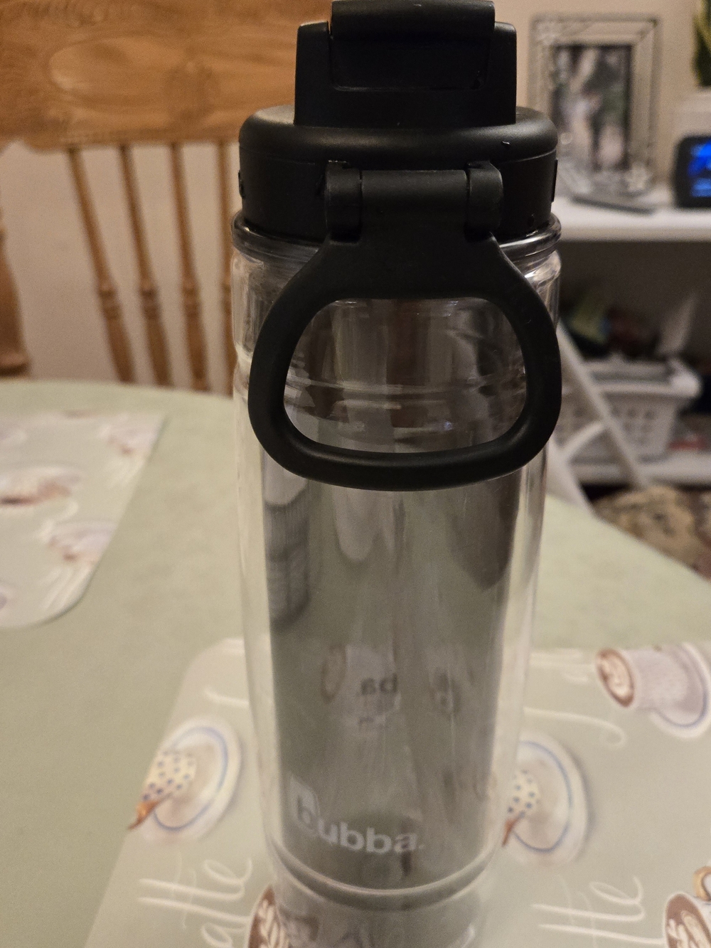 Double-Wall Black Travel Water Bottle with Carry Loop